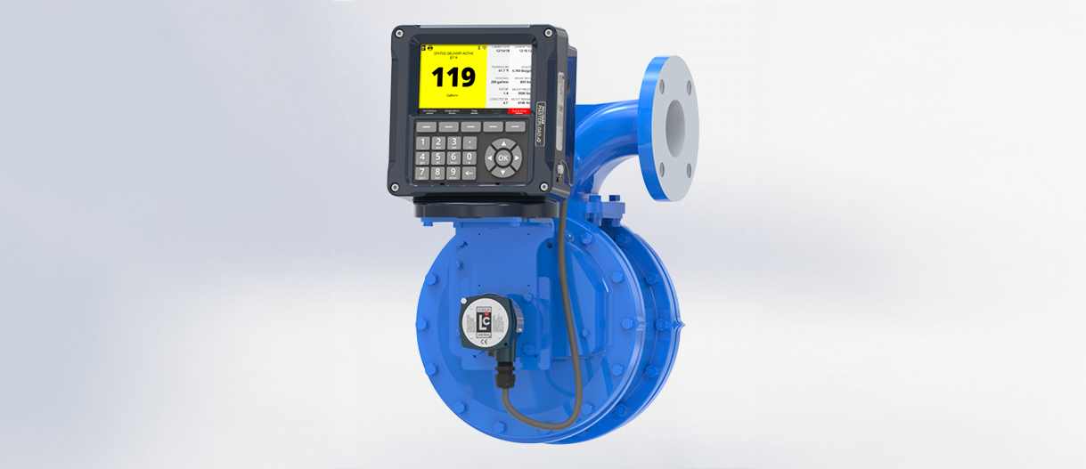 BM Series Flowmeter by Avery-Hardoll, integrated with an electronic register, designed for precise measurement of liquid fuels in bulk transfer systems, showcased by Silea