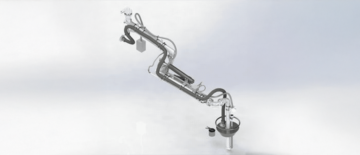 Top Loading Arm by Silea used for safe and efficient loading of liquids into tankers from the top, featuring articulated metal pipes and safety components
